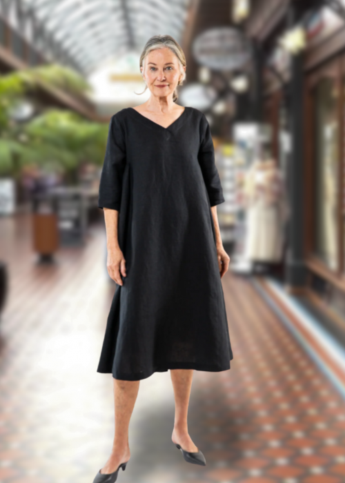 Eva's Sunday | Ottie Dress | Black | 100% Linen